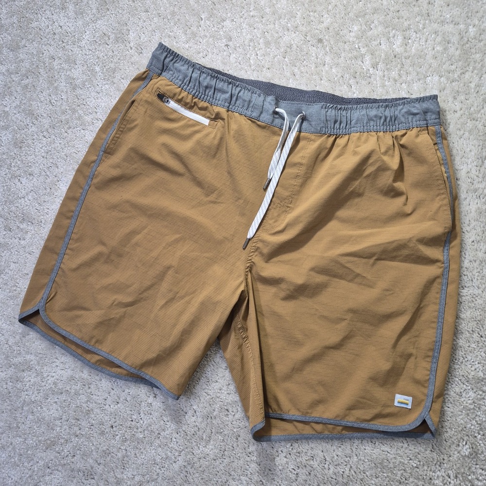 Vuori Banks Athletic Shorts Mens 2XL Gold Performance Running Gym Hiking Peppy